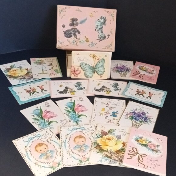 Lot '40s/'50s Era Assorted Greeting Cards-Never Used-67 Pieces + Boxes - Picture 11 of 15